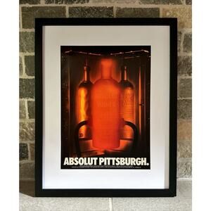 Framed 1992 Absolut Vodka Print Ad Absolut Pittsburgh Steel City